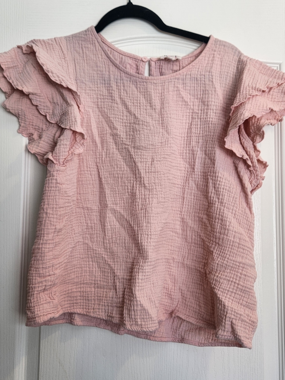 BiBi Blush Pink Ruffle Sleeve Blouse M Euc